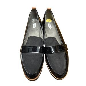 Dr. Scholls Womens 7M Black Patent Loafers With Fabric Upper